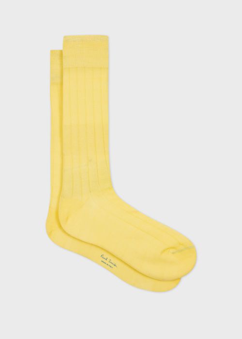 Lemon Yellow Ribbed Cotton Socks