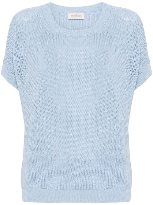 Metallic-threading open-knit jumper - Blue