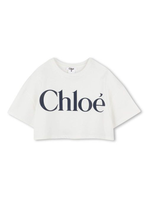 Logo-print cropped T-shirt - White