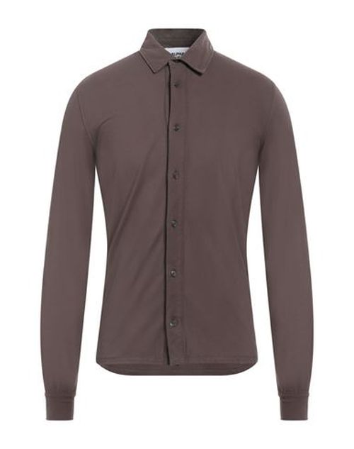 Man Shirt Chocolate brown Size 46 Cotton, Elastane