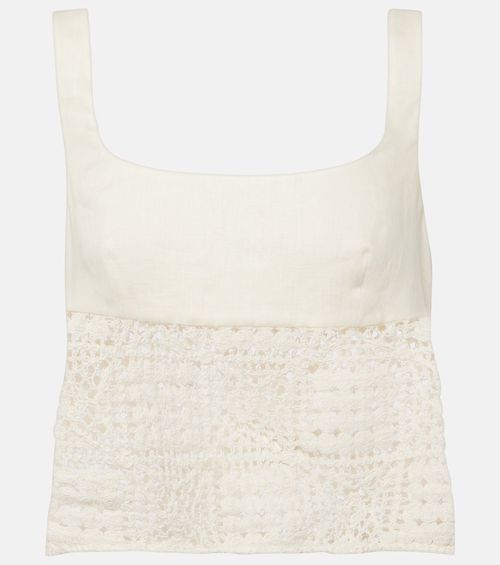 Rayure linen crop top