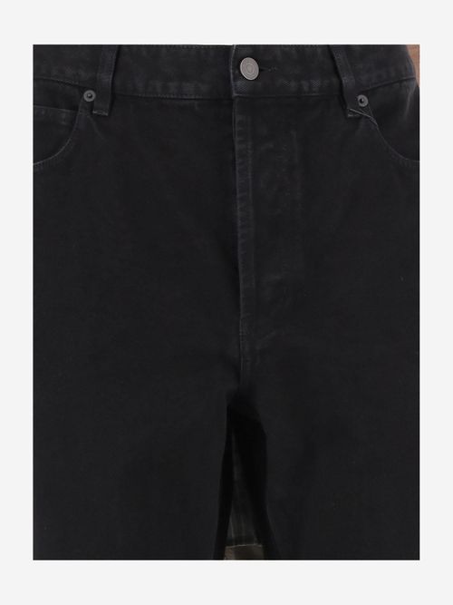 Wide-Leg Cotton Trousers — Black