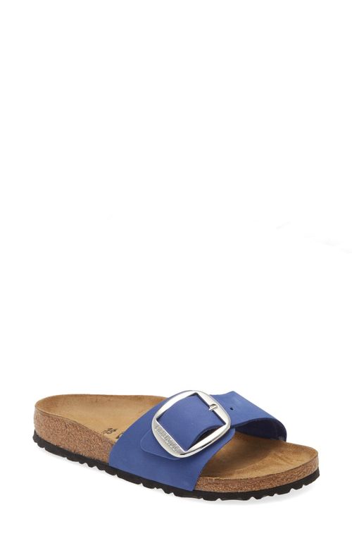 Unisex Madrid Big Buckle Nubuk Leather Azure Blue