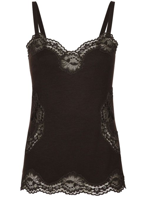 Lace-detailing knitted camisole - Black
