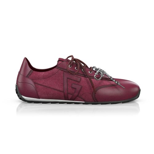 Baskets rétro running Femme Faites main en Italie en Cuir Bordeaux Rouge - Sur Mesure, Petit, Lacets - GIROTTI
