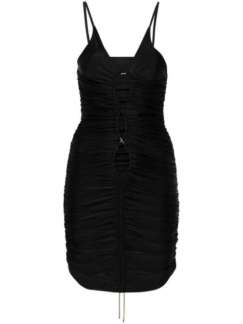 One-shoulder ruched mini dress - Black