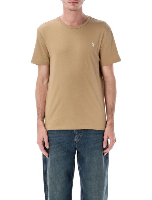 Cotton Crewneck T-Shirt with Custom Slim Fit and Embroidered Pony