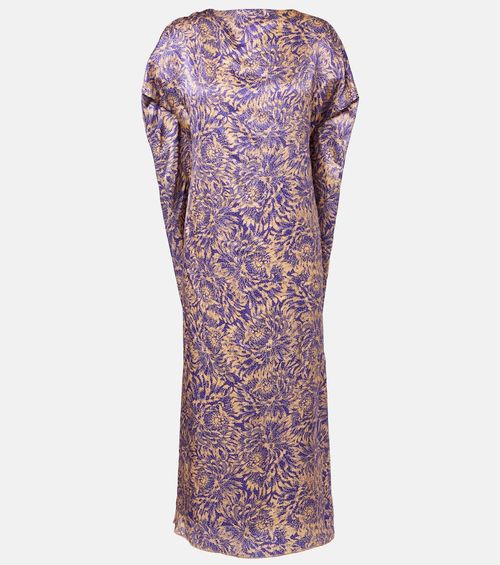 Floral silk satin midi dress