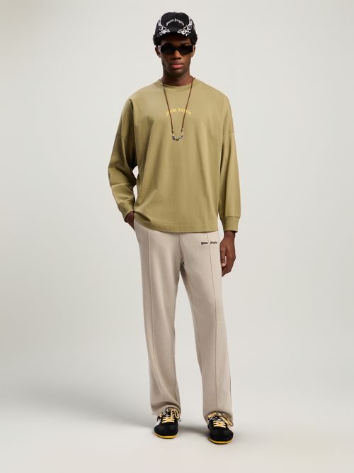 Curved Logo Long Sleeve T-shirt Man  Army Green