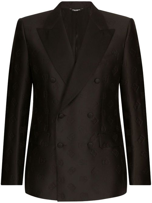 Double-breasted monogram-print suit - Black