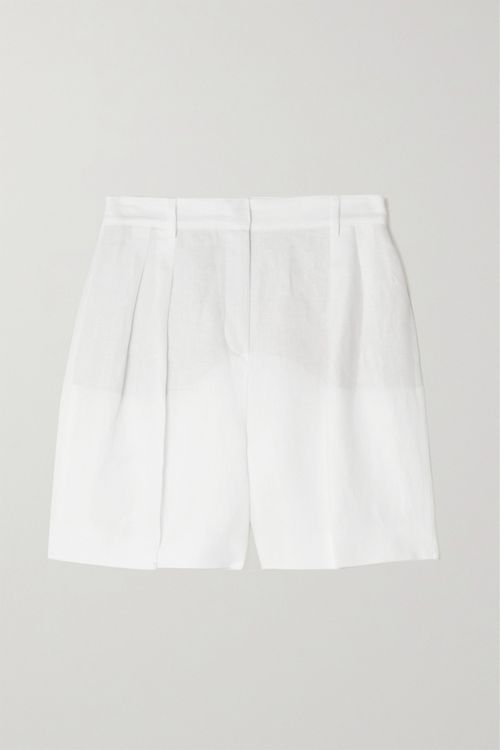 Antigua Pleated Linen-twill Shorts - White - IT38