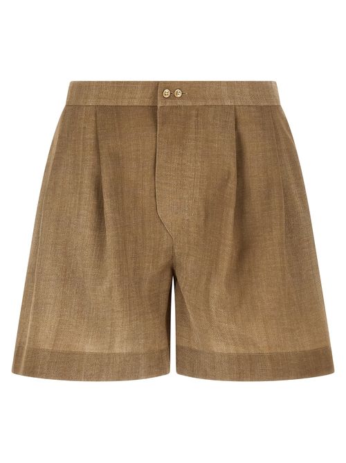 Tailored Polyester Bermuda Shorts — Beige
