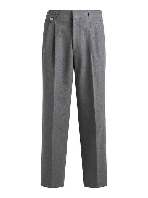 Tailored Grey Wool Two-Pleat Trousers
