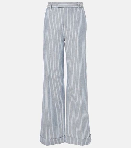 Linen and cotton-blend wide-leg pants