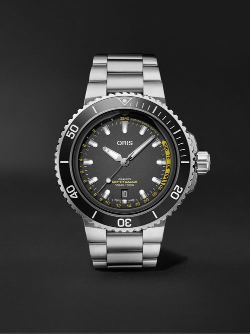 Aquis Depth Gauge Automatic 45.8mm Stainless Steel Watch, Ref. No. 01 733 7755 4154-Set MB - Men - Black