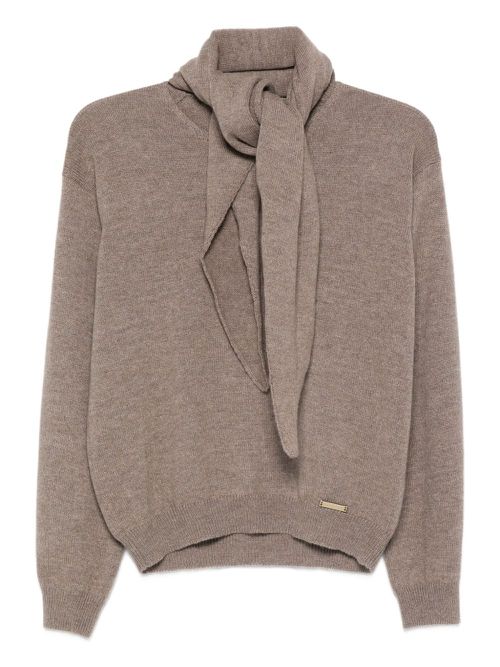 Tie-neck jumper - Brown