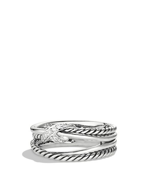 X Collection Ring with Diamonds