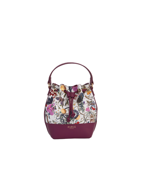 Fable England Floral Engravings Plum Bucket Bag | Women's Handbag