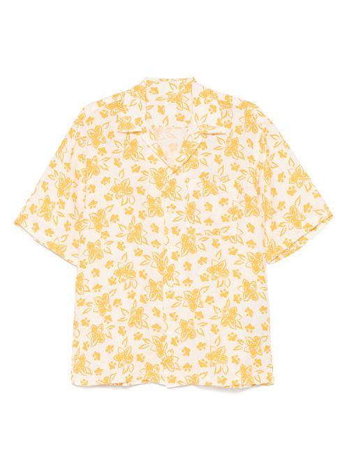 Floral-pattern linen shirt - Neutrals