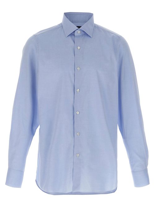 Cotton Button-Up Shirt — Blue