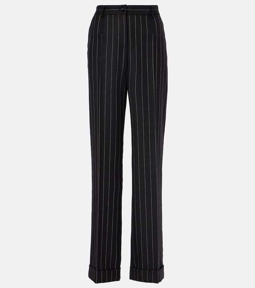 Striped wool straight pants