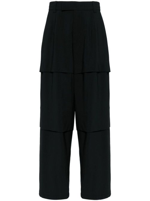 Wide-leg wool trousers - Black