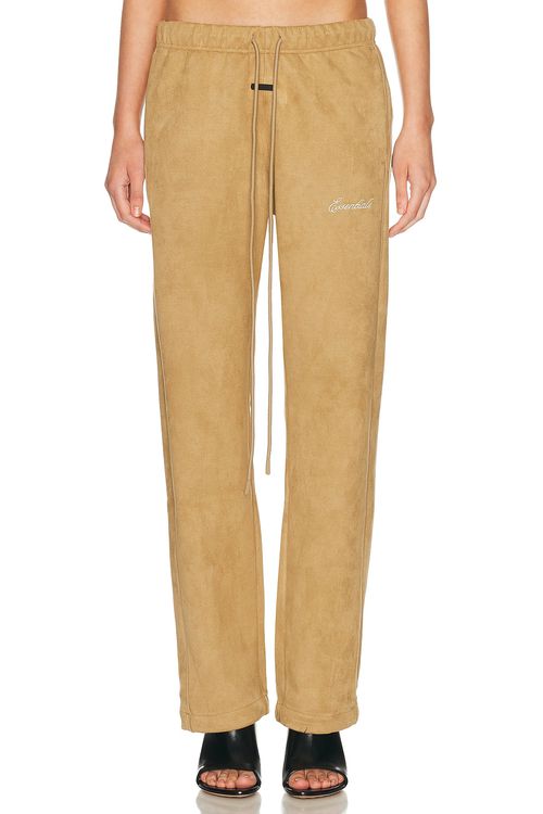 Fear of God ESSENTIALS Signature Relaxed Suede Fleece Pant in Dune - Brown. M also in L, S