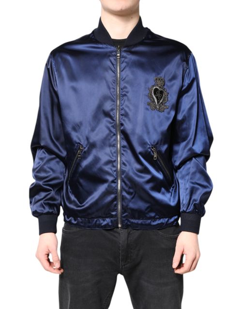 DG Crown Nylon Bomber Jacket — Blue