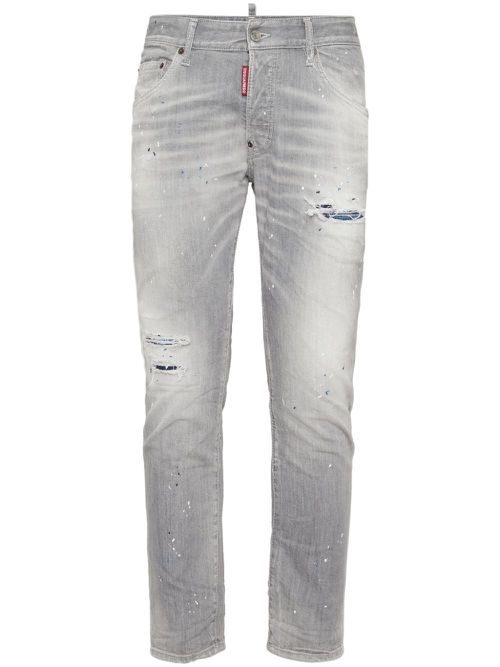 Distressed washed-denim jeans - Grey