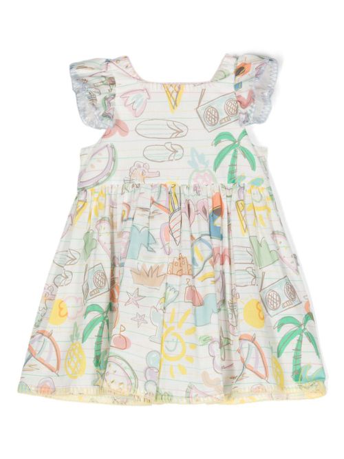Summer Doodles cotton dress - White