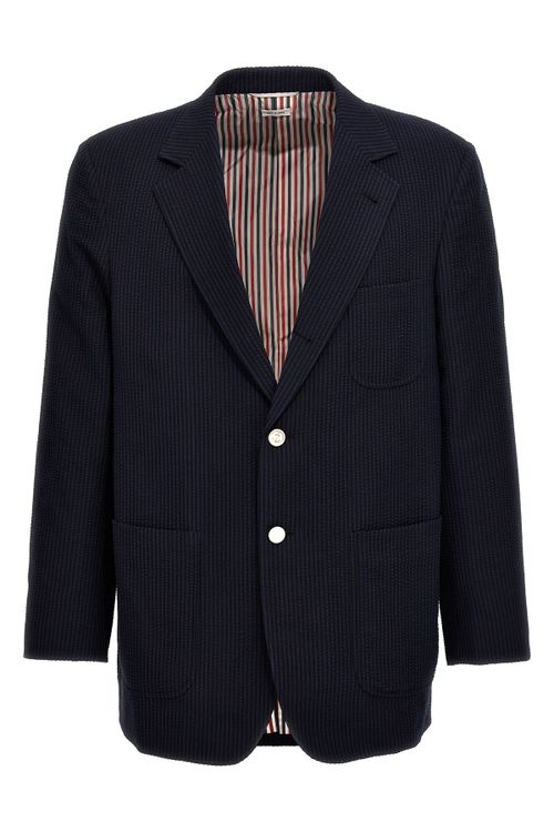 Single-Breasted Seersucker Blazer