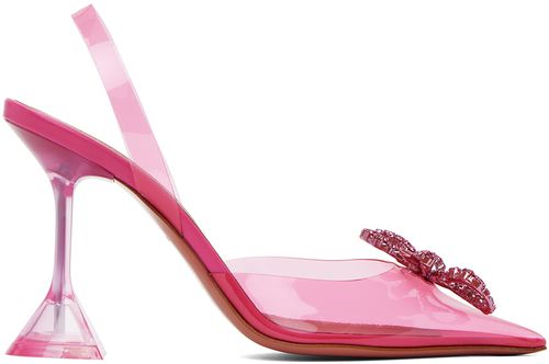 Amina Muaddi Pink Rosie Glass Sling 95 Heels