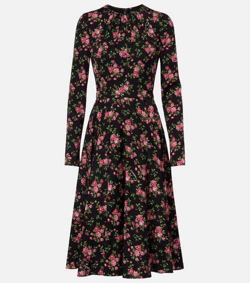 Floral silk-blend midi dress