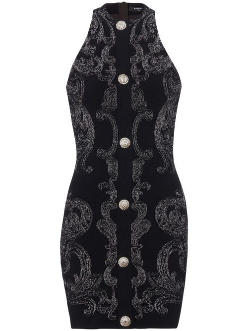 Glitter-detail halterneck minidress - Black