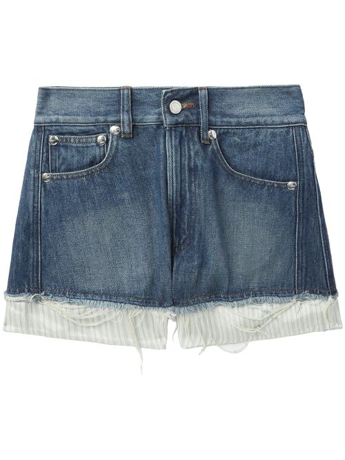 Layered denim shorts - Blue