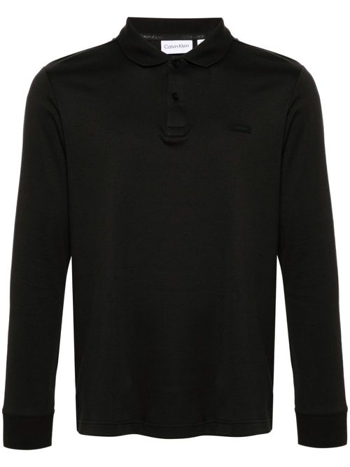 Logo-patch cotton polo shirt - Black