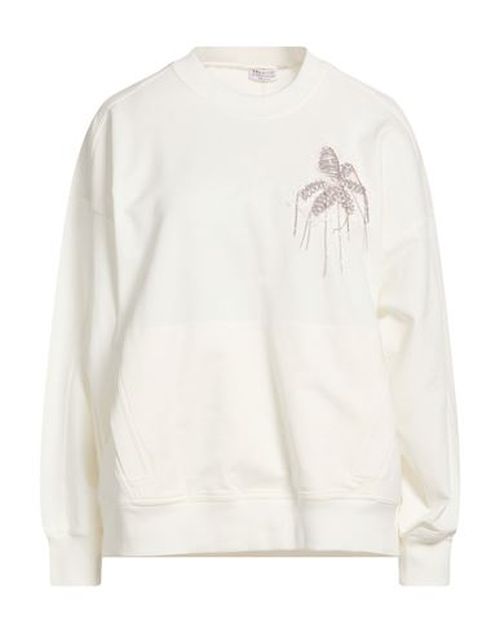 Woman Sweatshirt White Size M Cotton, Elastane, Brass