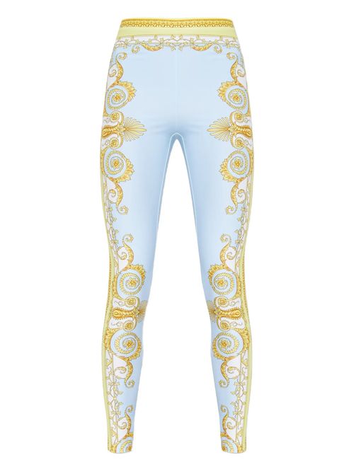 Spring Baroque Print Elastic Waist Trousers for Women