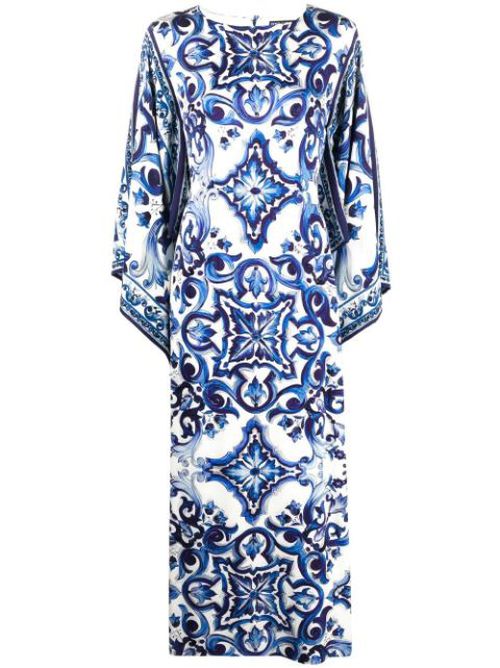 Majolica print midi dress