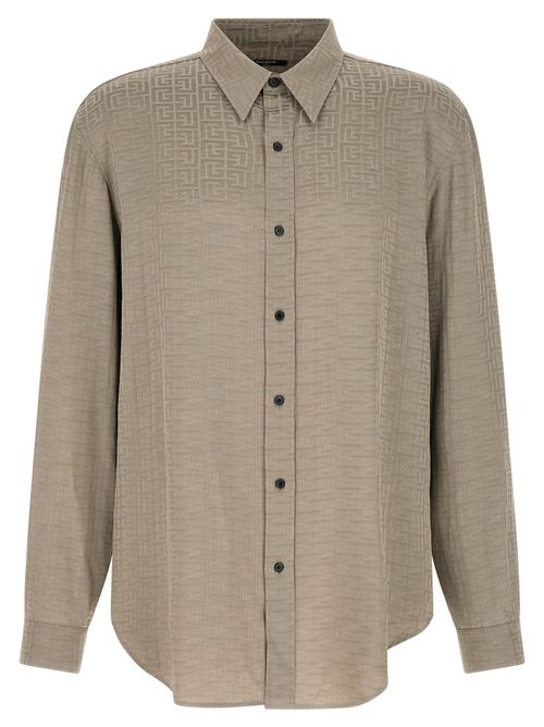 Jacquard Monogram Viscose Shirt — Taupe