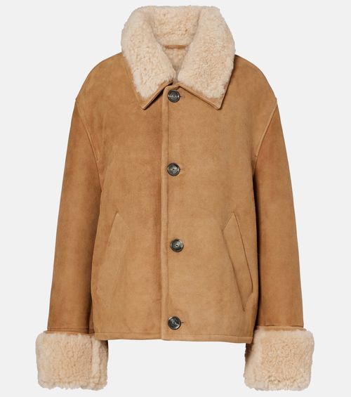 Shearling-trimmed suede jacket