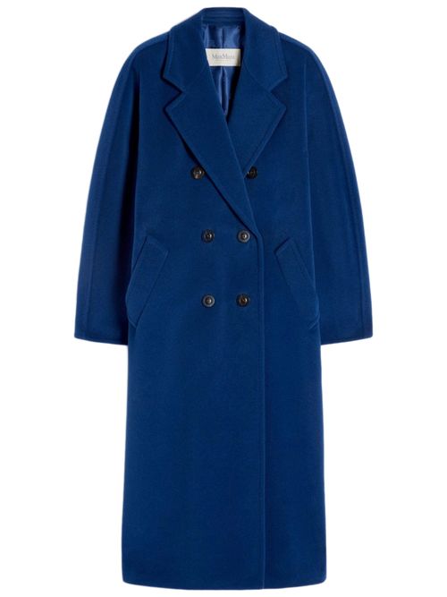 Embellished Wool-Cashmere Oversized Blazer Coat with Lapel Collar and Turn-Up Kimono Sleeves