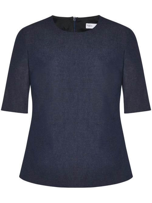 Crew-neck twill-weave T-shirt - Blue