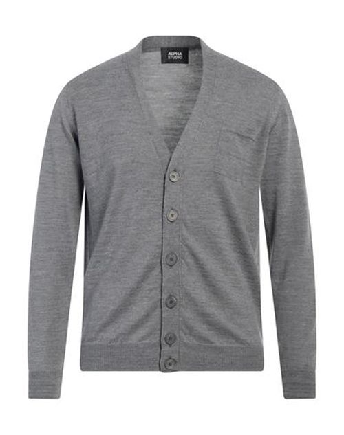 Alpha Studio Man Cardigan Grey Size 44 Merino Wool