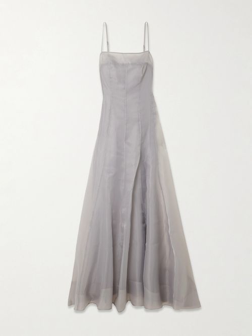 Gustav Paneled Organza Maxi Dress - Gray