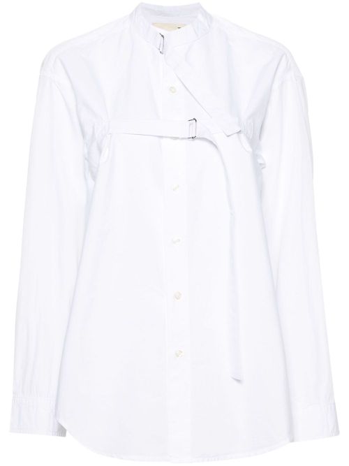 Buckle-fastening cotton shirt - White