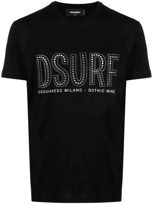 Logo-studded short-sleeve T-shirt - Black
