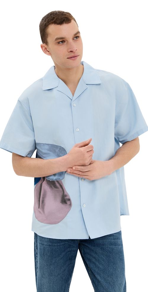 제이 더블유 앤더슨 남성 Balloon Embroidery Short Sleeve Shirt Light Blue