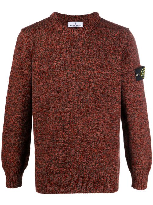 Marl-knit wool-blend crew-neck jumper - Red