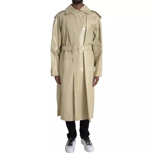 Calf Leather Trench Coat — Beige